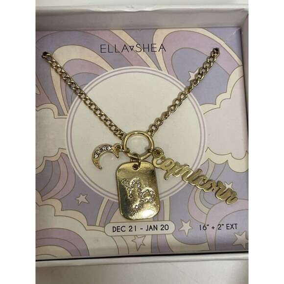 Ella Shea Capricorn Gold Tone Charm Necklace New - Picture 3 of 5